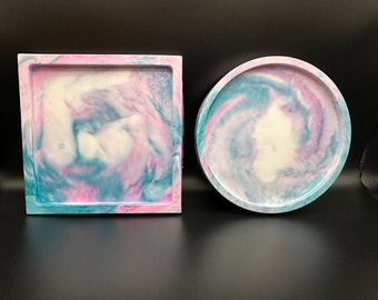 4”x4” ceramic coasters/ trinket tray pair