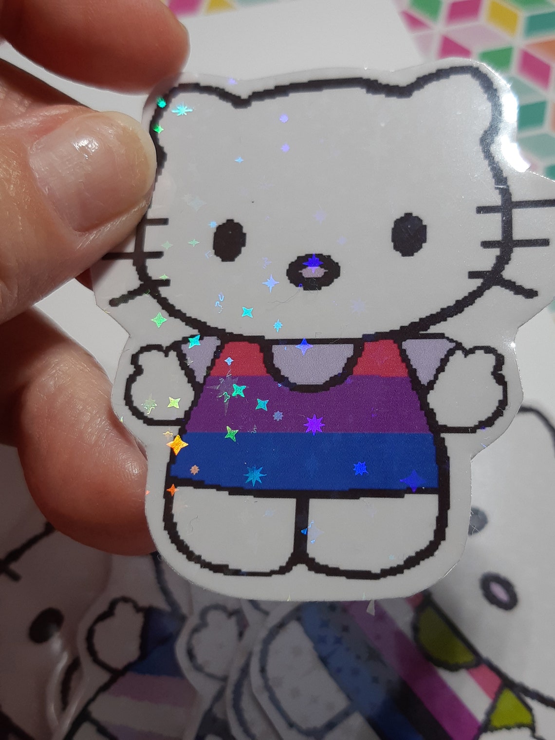 Holographic Hello Kitty Designs Lgbt Stickers Etsy