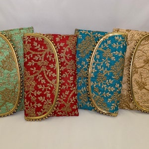 Pochette brodée | Pochette indienne avec chaîne | Porte-monnaie
