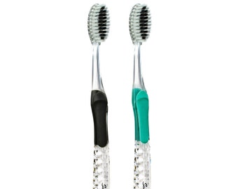 Antimicrobial Solodent Toothbrushes UltraSoft, Silver & Charcoal, 2pk