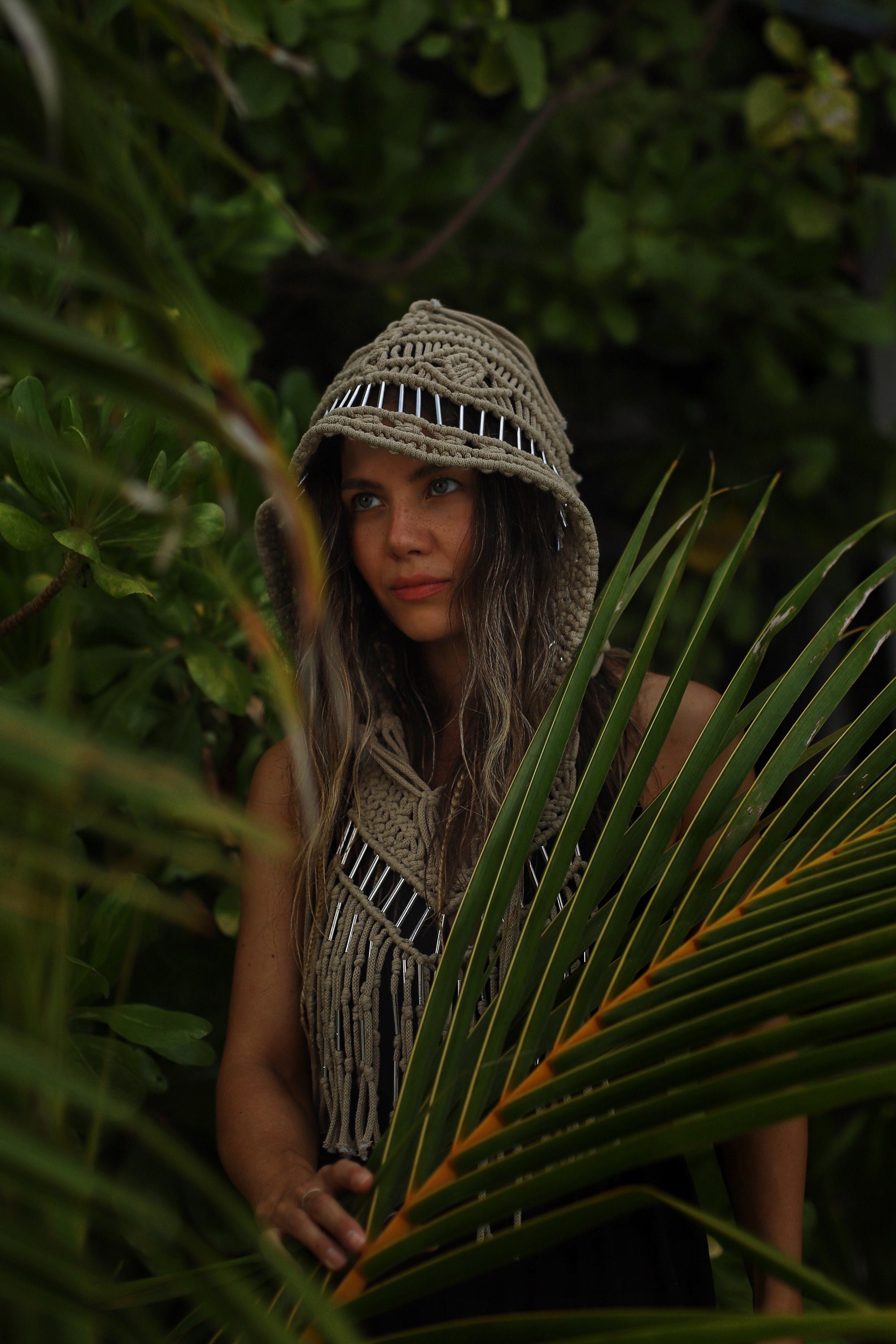 Handmade Macrame Crochet Tribal Headpiece Macrame Amber Headpiece main image 4