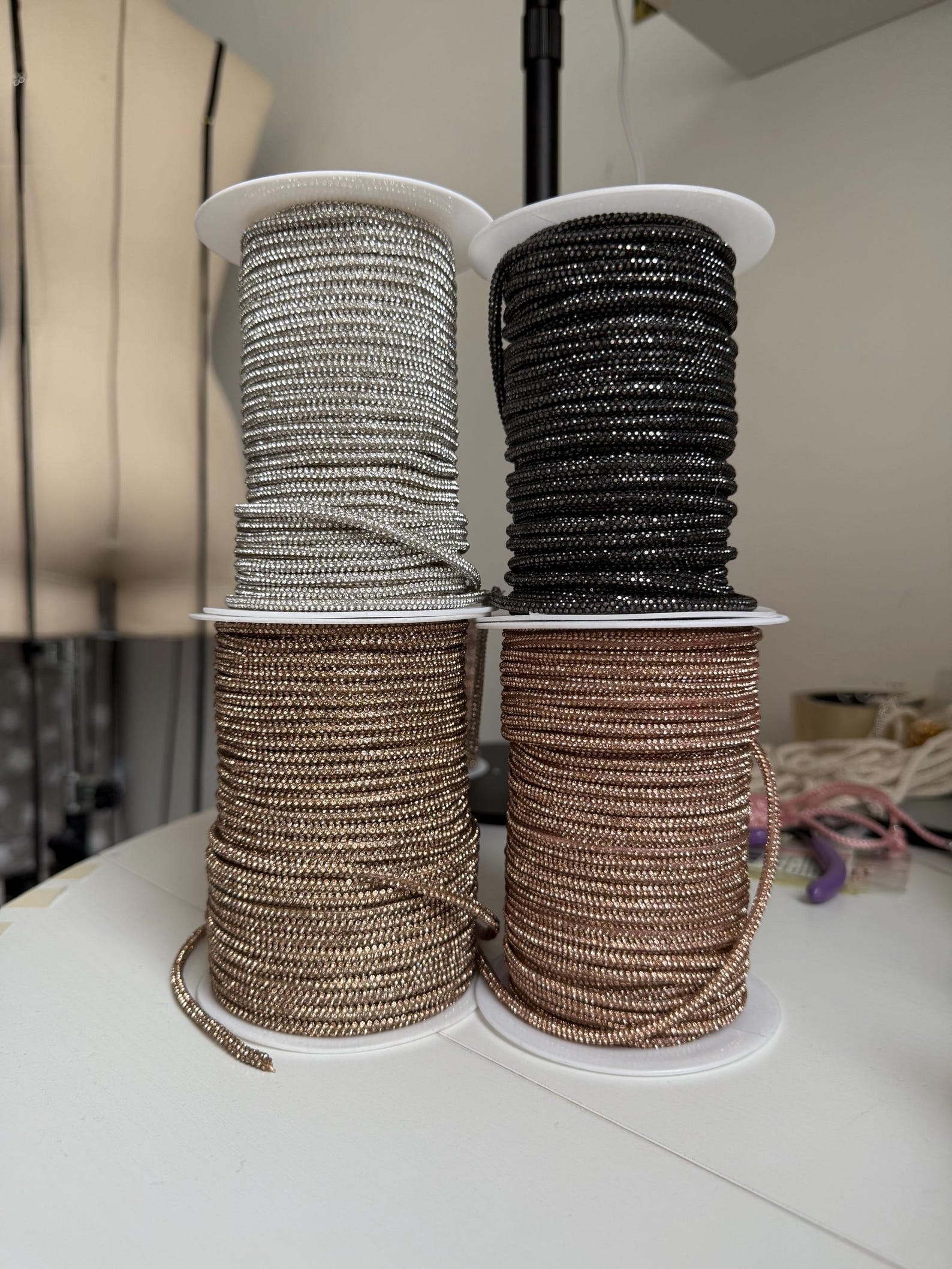 Sparkly Rhinestone Cord – 4mm Macrame Rope, Craft Supply (45 Meter ...