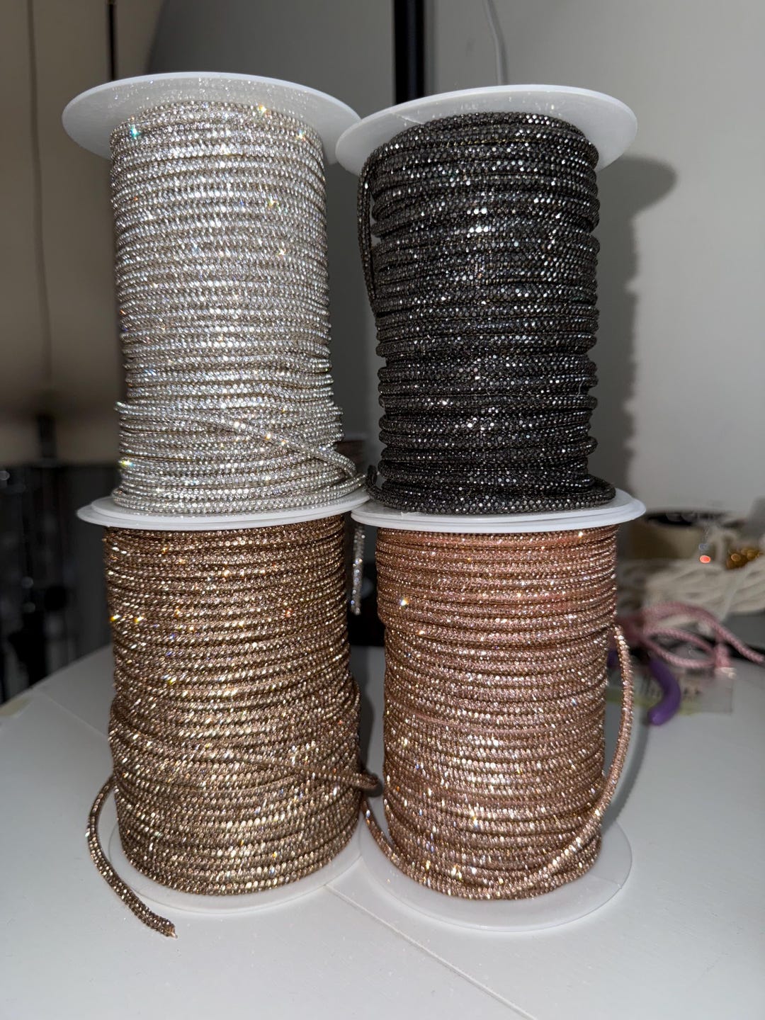 Sparkly Rhinestone Cord – 4mm Macrame Rope, Craft Supply (45 Meter ...