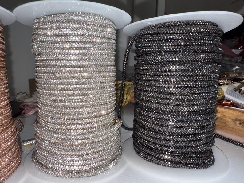 Sparkly Rhinestone Cord – 4mm Macrame Rope, Craft Supply (45 Meter ...