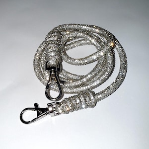 Crystal Rhinestone Chunky 6mm Phone Lanyard, Macrame Crossbody Strap (46 inches)