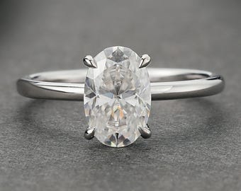Oval Moissanite Engagement Ring, Solitaire Engagement Ring, Oval Cut Moissanite Ring, White Gold Ring
