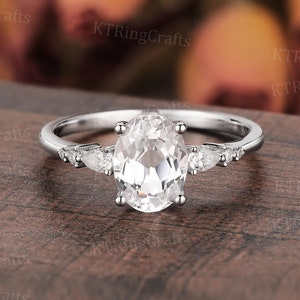 Etsy white sapphire ring discount
