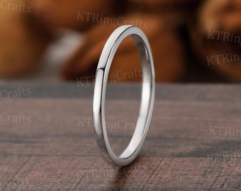 Effen witte gouden trouwring, eenvoudige trouwring, vintage belofte ring, minimalistische trouwring, delicate ring, handgemaakte ring
