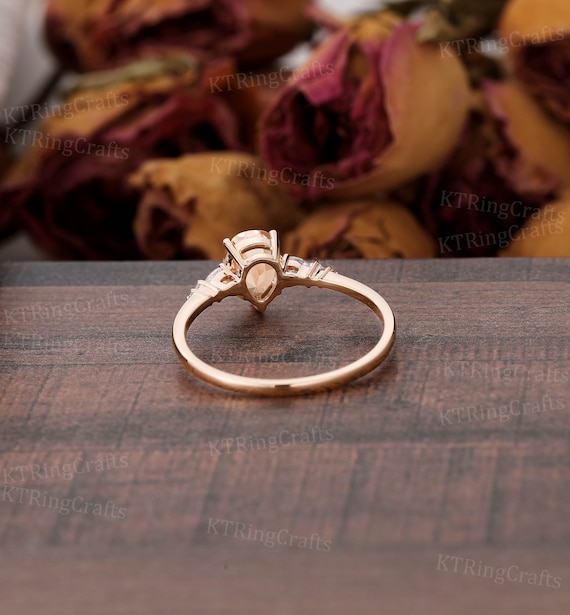 Pear Shaped Morganite Engagement Ring14k Rose Gold Morganite - Etsy