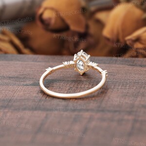 Vintage 1ct Moissanite Engagement Ring,18k Rose Gold Moissanite Ring,Dainty Oval Bridal Ring,Diamond Ring,Matching Ring,Personalized Jewelry image 5