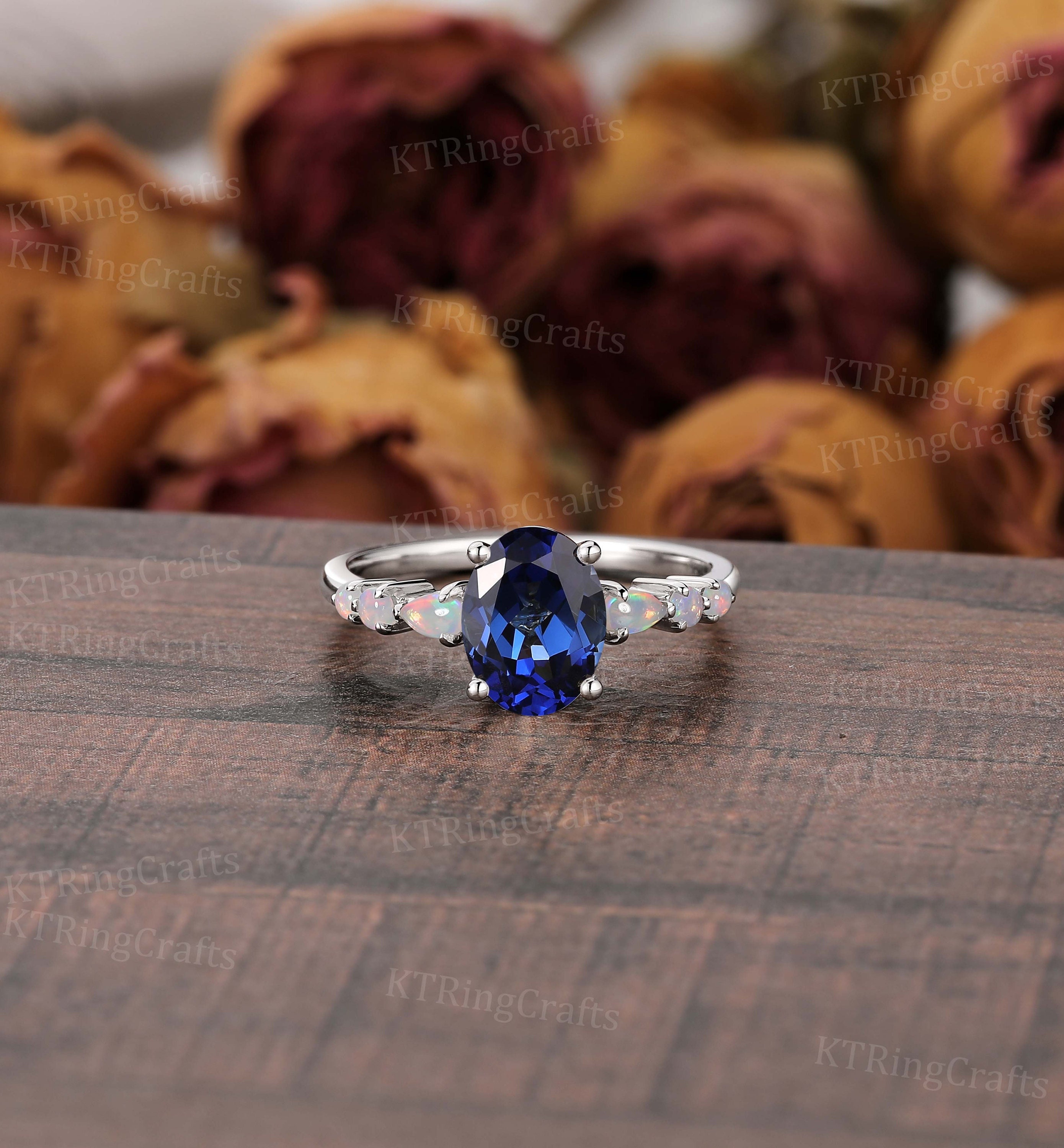 Opal and white sapphire ring new arrivals