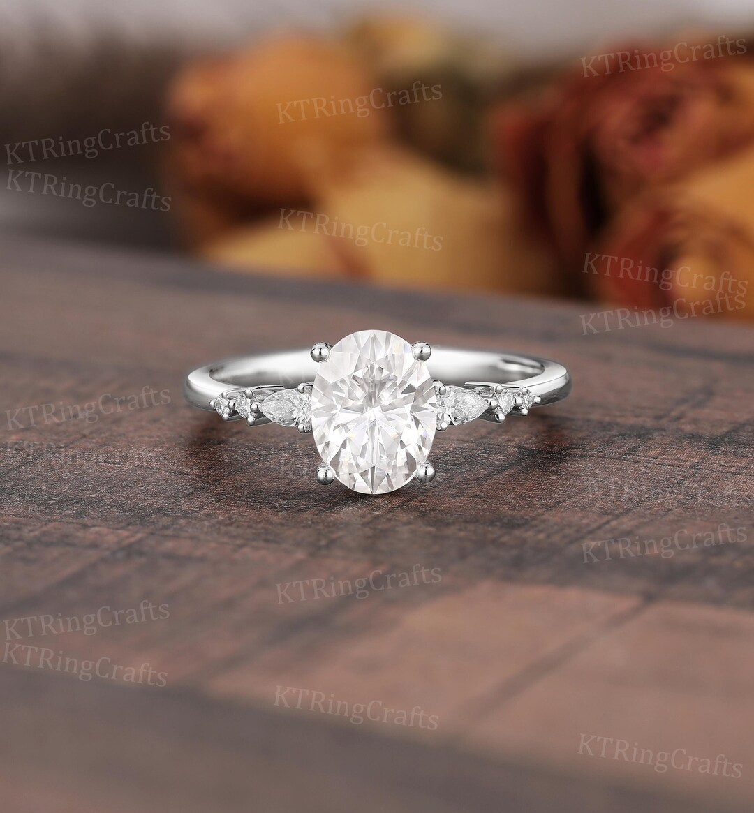Moissanite Engagement Ring White Gold,oval Moissanite Ring
