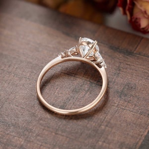 Oval cut Moissanite Engagement Ring Set,Stacking ring.14K/18K Rose Gold,vintage Unique pear diamond Cluster ring women,Twisted band image 5