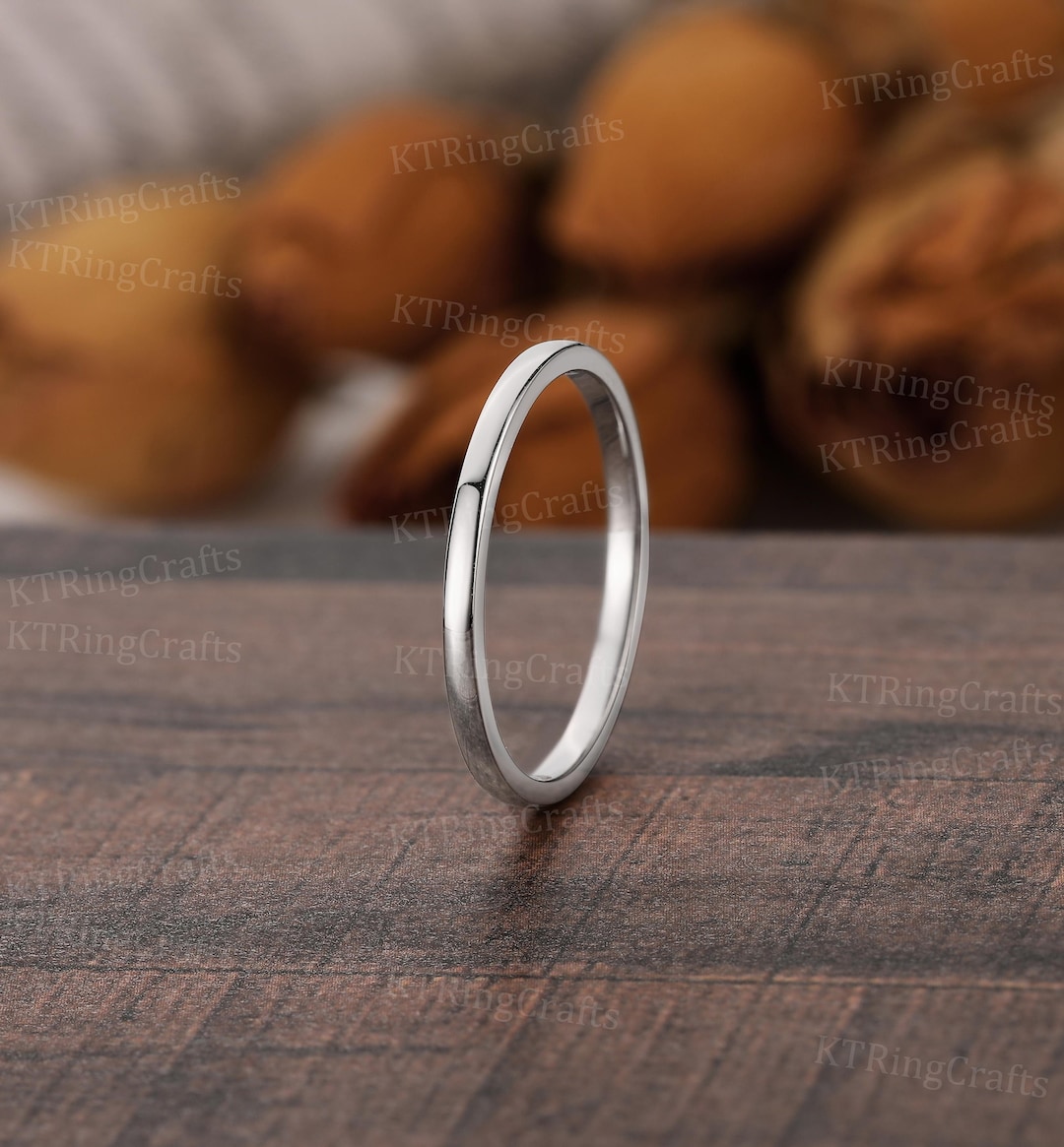 Plain White Gold Wedding Ring,simple Wedding Band,vintage Promise Ring,minimalist Wedding Band