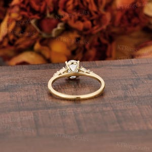 Lab Grown Diamond Engagement Ring Oval Diamond Ring Unique Solid Yellow Gold Diamond Ring Thin Band Delicate Women's Wedding Promise Ring