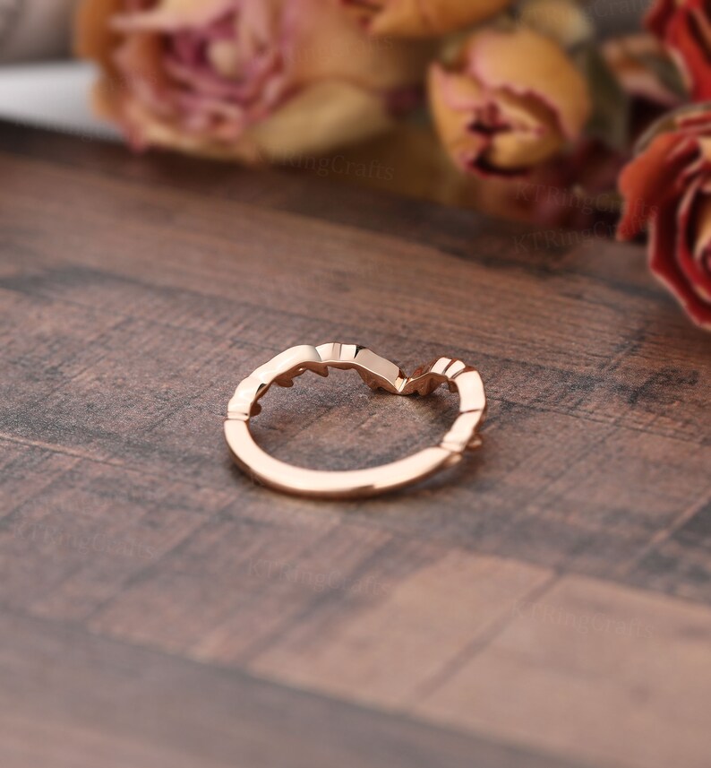 Plain Gold Curved Wedding Band Leaf Branch Wedding Ring Etsy