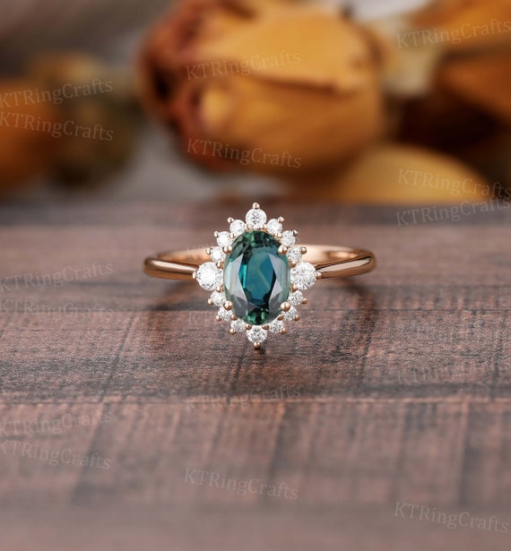 Teal sapphire halo ring deals
