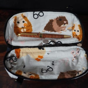 Open Wide Zip Tray Pouch: Guinea Pig fabric