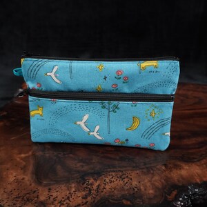 Estuche para cosméticos, billetera y bolígrafo con cremallera Birds 2, colección de diseñador e ilustrador de Megumi Sakakibara, tela de lino y algodón de Japón