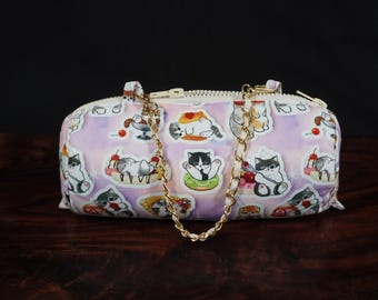 Top handle bag /  Kawaii Cat Pouch .  Cosmetic Bag , Pencil Case