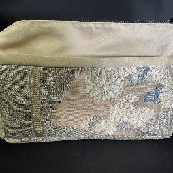 Vintage Japanese kimono Obi bag -  soft clutch / small ‘organizer’ pouch / small ‘evening’ cross body purse