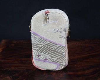 iPhone clip on pouch /   Japanese Kimono obi  fabric