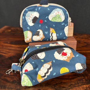 Clip-on pouches /  Hamster Musubi Onigiri Rice Ball Japanese cotton fabric
