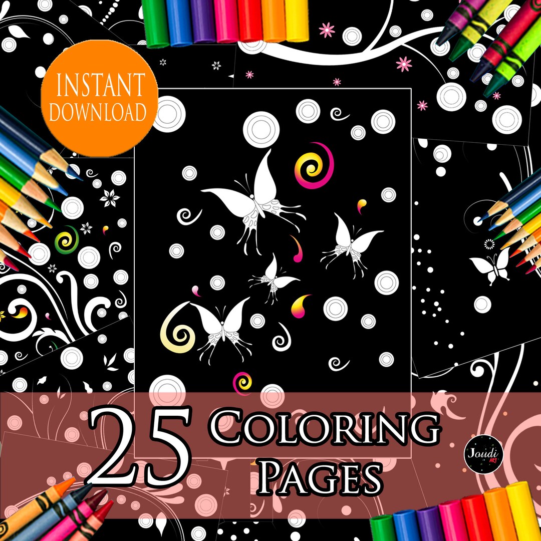 25 Beautiful Flower Coloring Pages With Black Background for Adults ...
