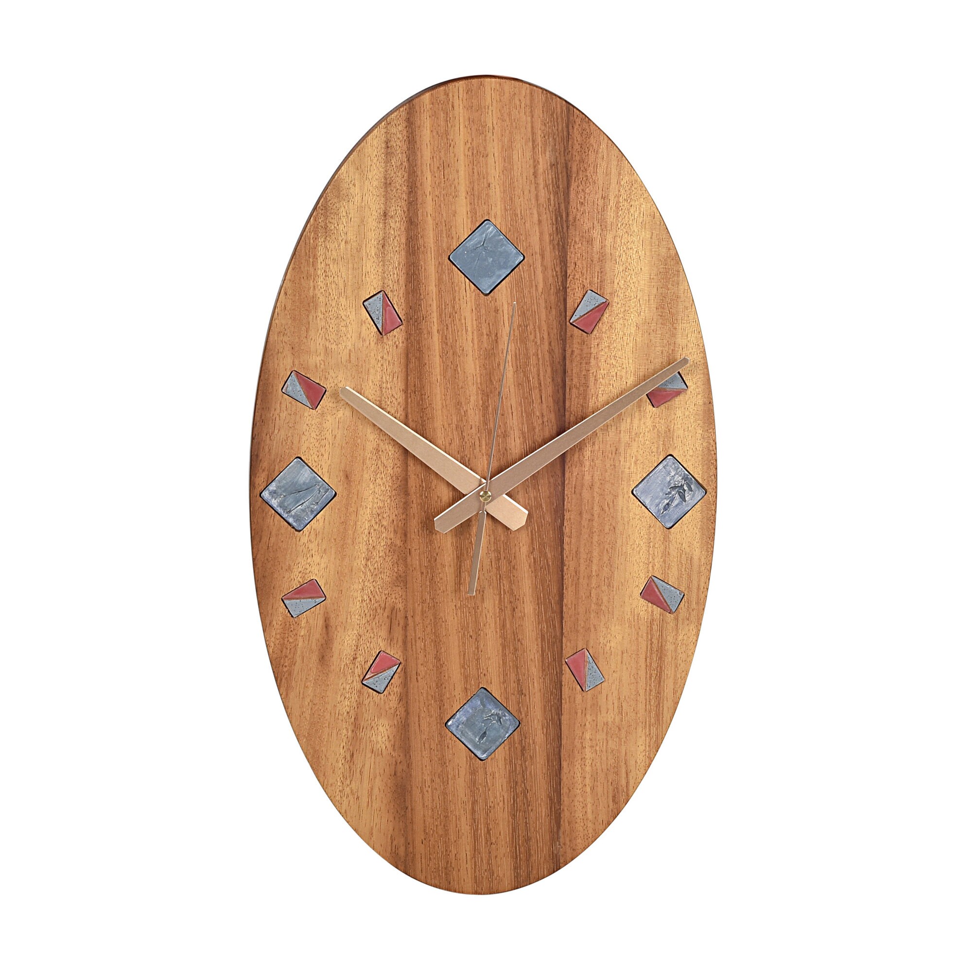 Rustic Wood Wall Clock Wooden Oval Wall Clock Ceramic Etsy