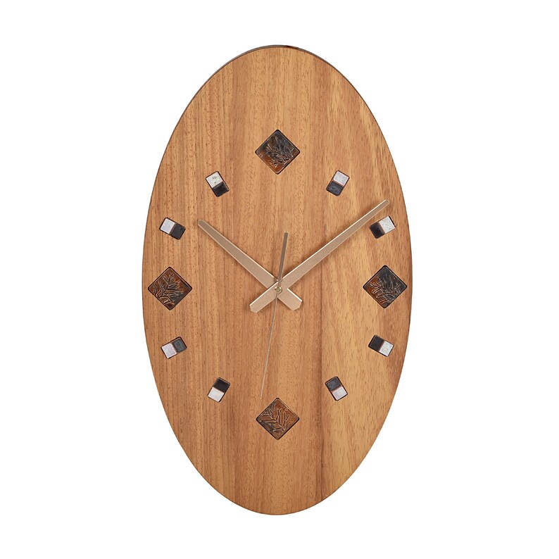 Rustic Wood Wall Clock Wooden Oval Wall Clock Ceramic Etsy