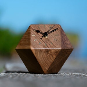 Wooden Table Clock,Handmade Decorative Cube Clock, Wood Desk Clock, Unique Table Clock, Small Desk Clock