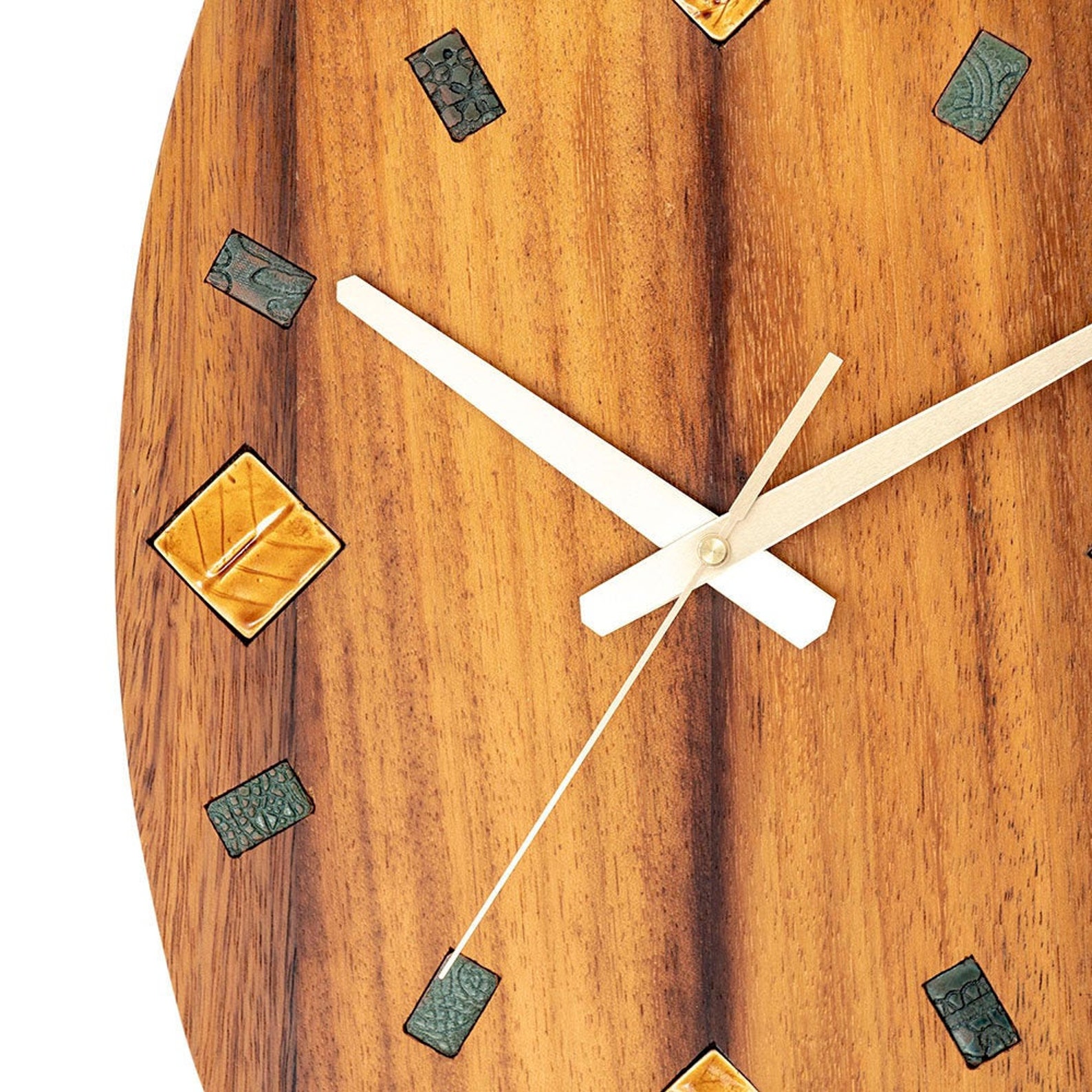 Rustic Wood Wall Clock Wooden Oval wall Clock Ceramic Etsy