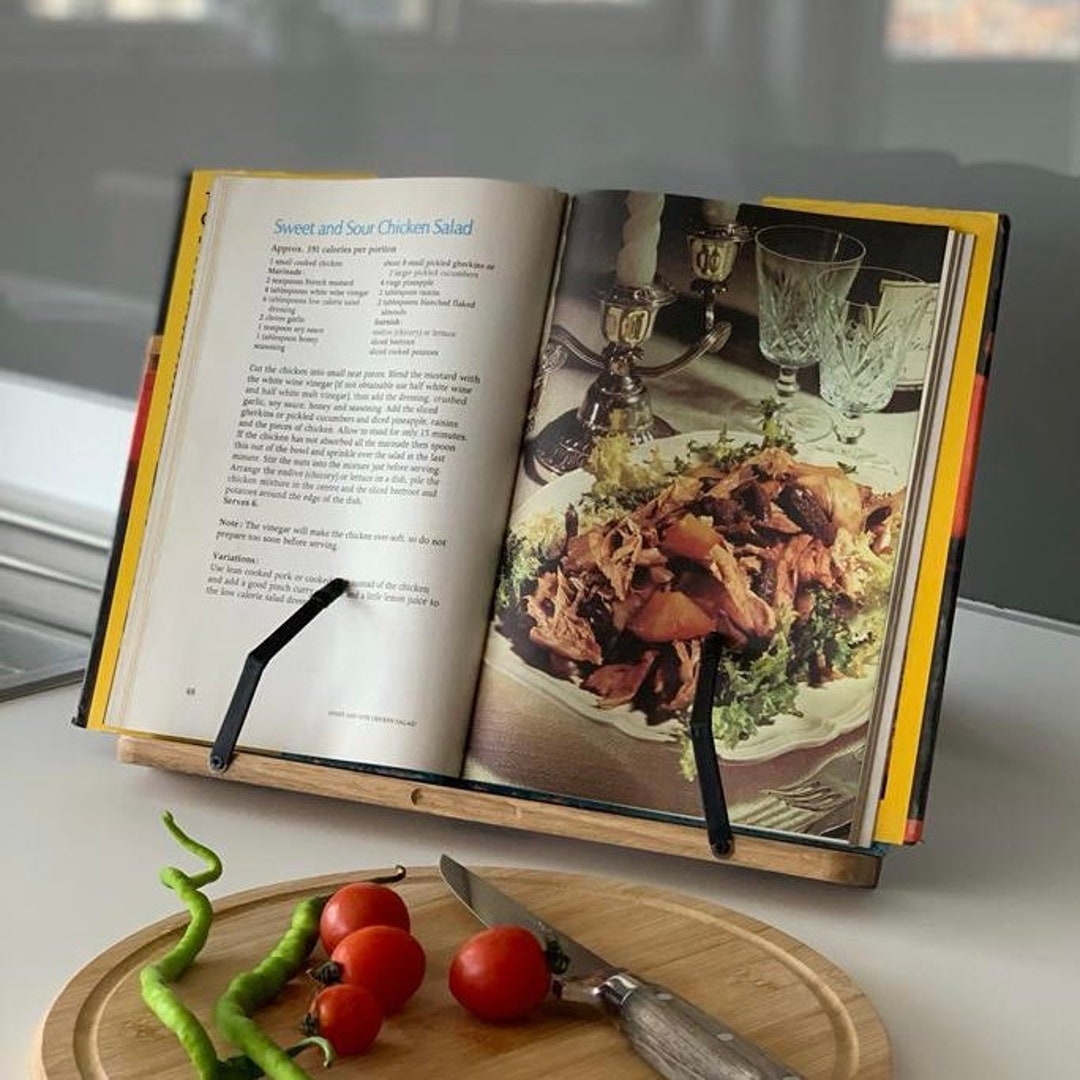 Personalized Cookbook Stand. Adjustable Wooden Book Holder. Etsy