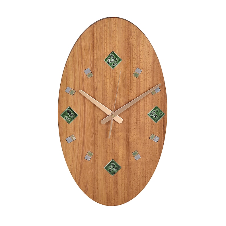 Rustic Wood Wall Clock Wooden Oval Wall Clock Ceramic Etsy