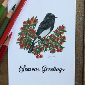 Navidad negro phoebe postal, arte, estaciones de saludo, postal de Navidad, navidad, arte postal de Navidad, postal de vacaciones,