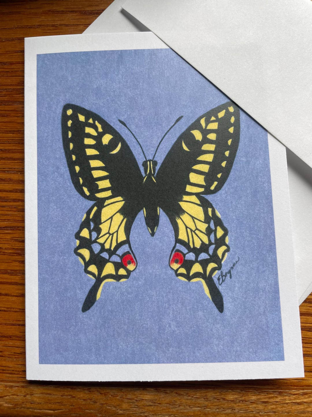 Anise Swallowtail Butterfly Art Card, Colored Pencil Drawing, Blank ...
