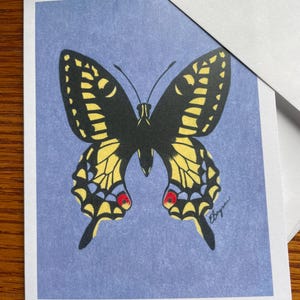 Cartão de arte de borboleta, cartão de rabo de andorinha de anis, cartão de desenho de rabo de andorinha de anis, interior em branco
