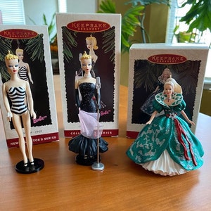 Hallmark Keepsake Ornament Set Barbie Debut 1959 Solo in the Spotlight Holiday Barbie 1994 - 1996 Collector&#39;s Series