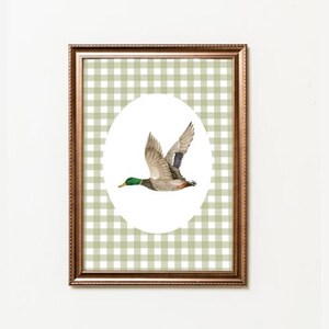 Gingham Duck Nursery Print: Vintage Cottagecore Wall Art (Digital Download)