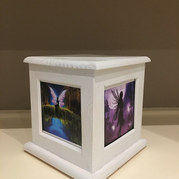 Rustic Stained or Painted White Memory Display box- Four Sided Picture Cube -Wedding Keepsakes, Bridal, Memorials, Family, and Gifts