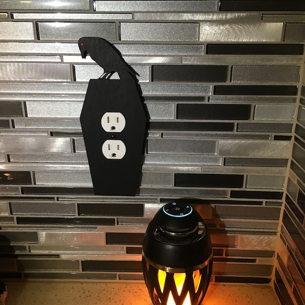 Spooky Raven Coffin Light Switch Covers: Gothic Home Decor