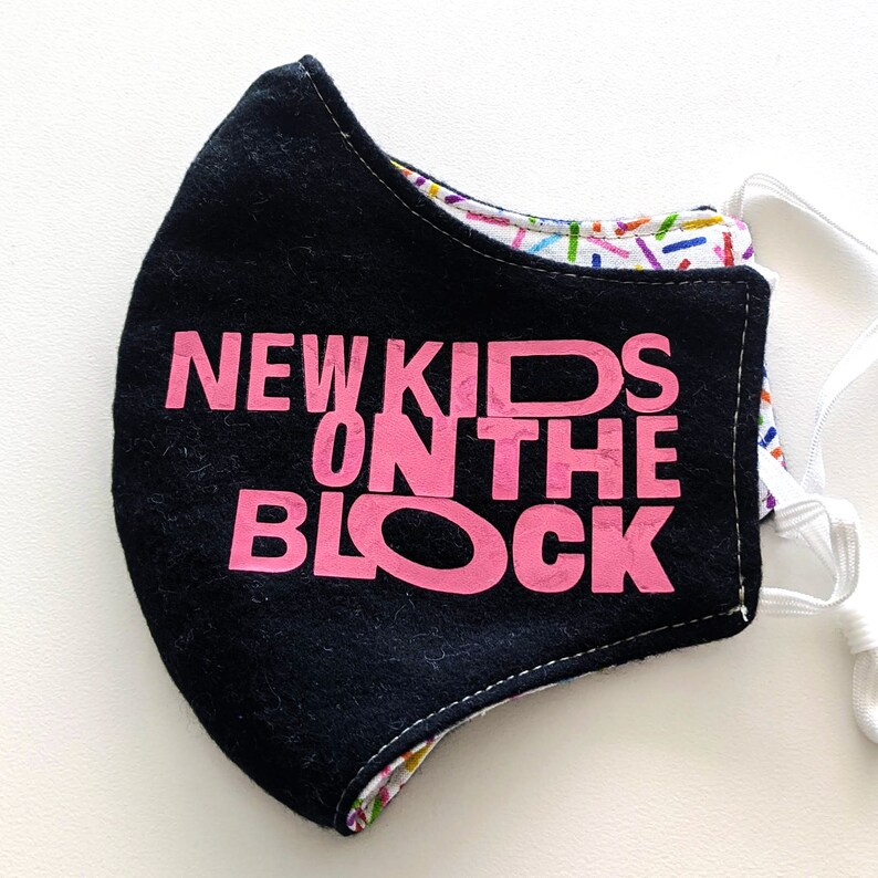 NKOTB Hand-sewn face covering, 3 Layer New Kids on the Block face mask with adjustable elastic and customizable colors NKTB01 