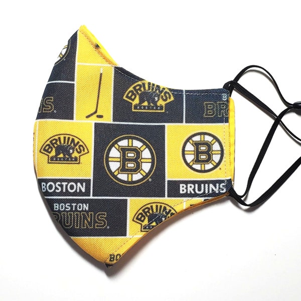 Boston Bruins Blocks Mask, 3 Layer NHL face mask with adjustable elastic, great for Hockey Fans BRUN01