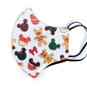 More Inspired Disney Christmas Cookies handsewn face covering, 3 Layer Disney face mask with adjustable elastic DSNY26