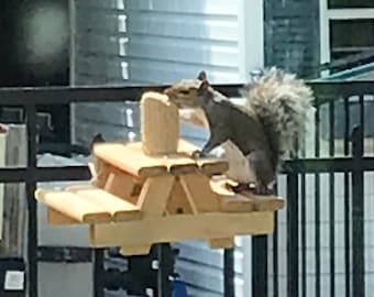 Rustic Squirrel Picnic Table