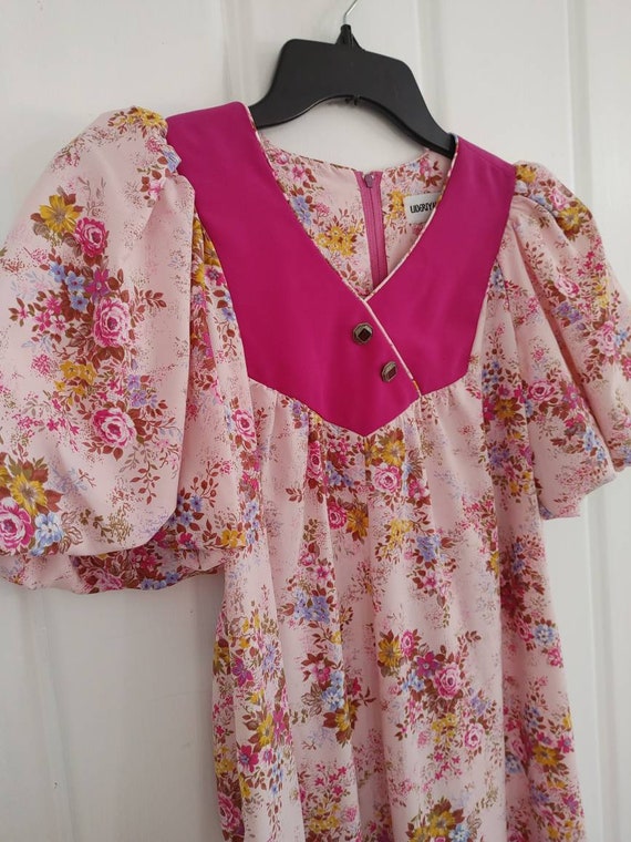 Vintage Cottage Core Puff Sleeve Floral Dress S/M - image 3