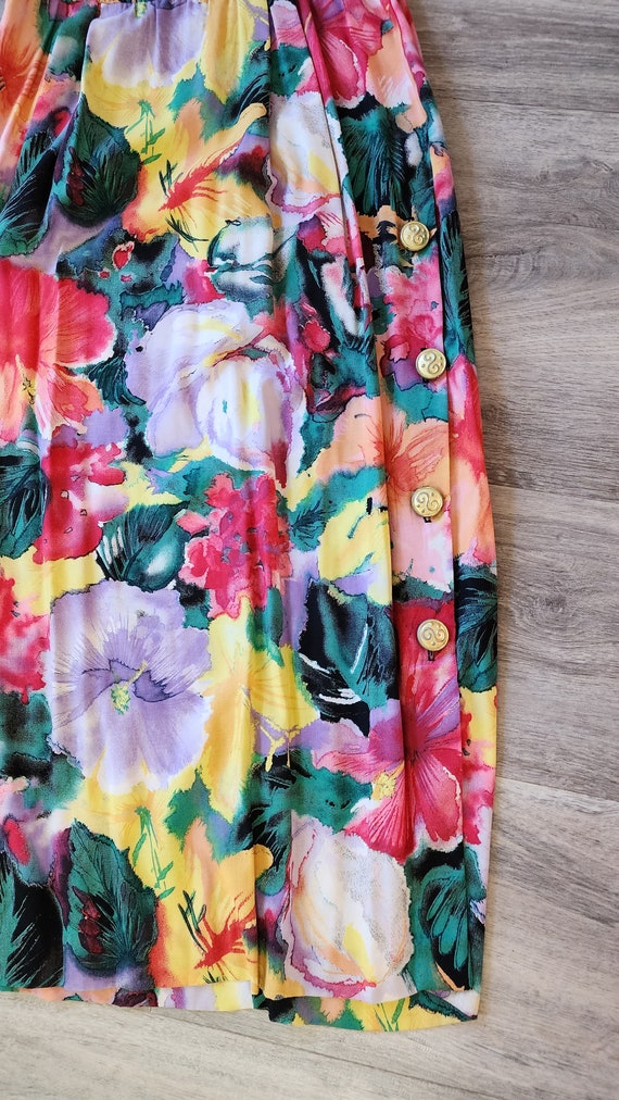 Vintage Floral Halter Retro Summer Maxi Dress S/M - image 7