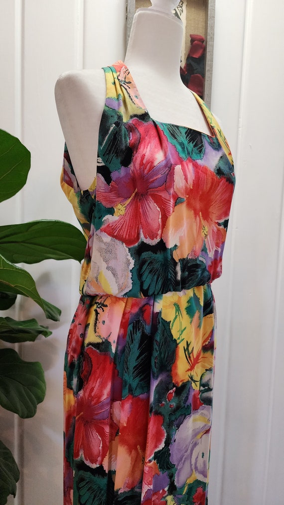 Vintage Floral Halter Retro Summer Maxi Dress S/M - image 6
