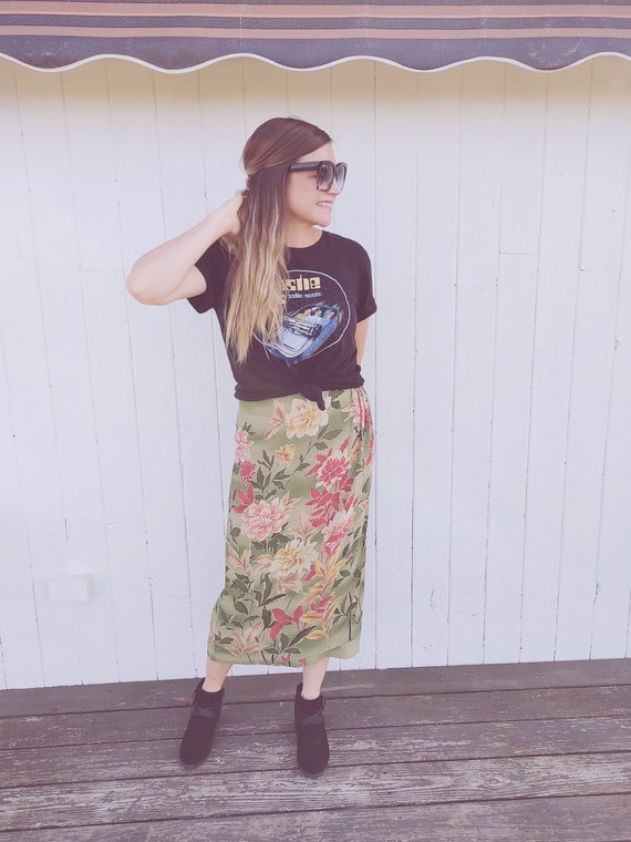 Vintage Floral Midi Skirt