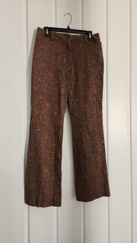 Vintage Flare Retro Print Trousers Size 8